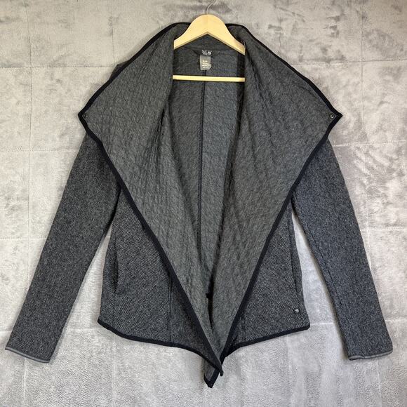 Mountain Hardwear Sweater Womens Small Gray Sarafin Wrap Wool Blend Pockets - Picture 8 of 15